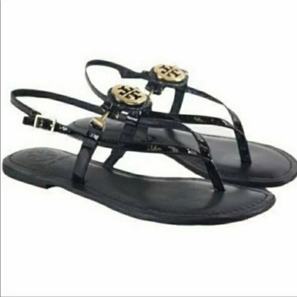 Tory Burch Ali Black Leather Slingback Sandals Size 11 - Picture 2 of 9